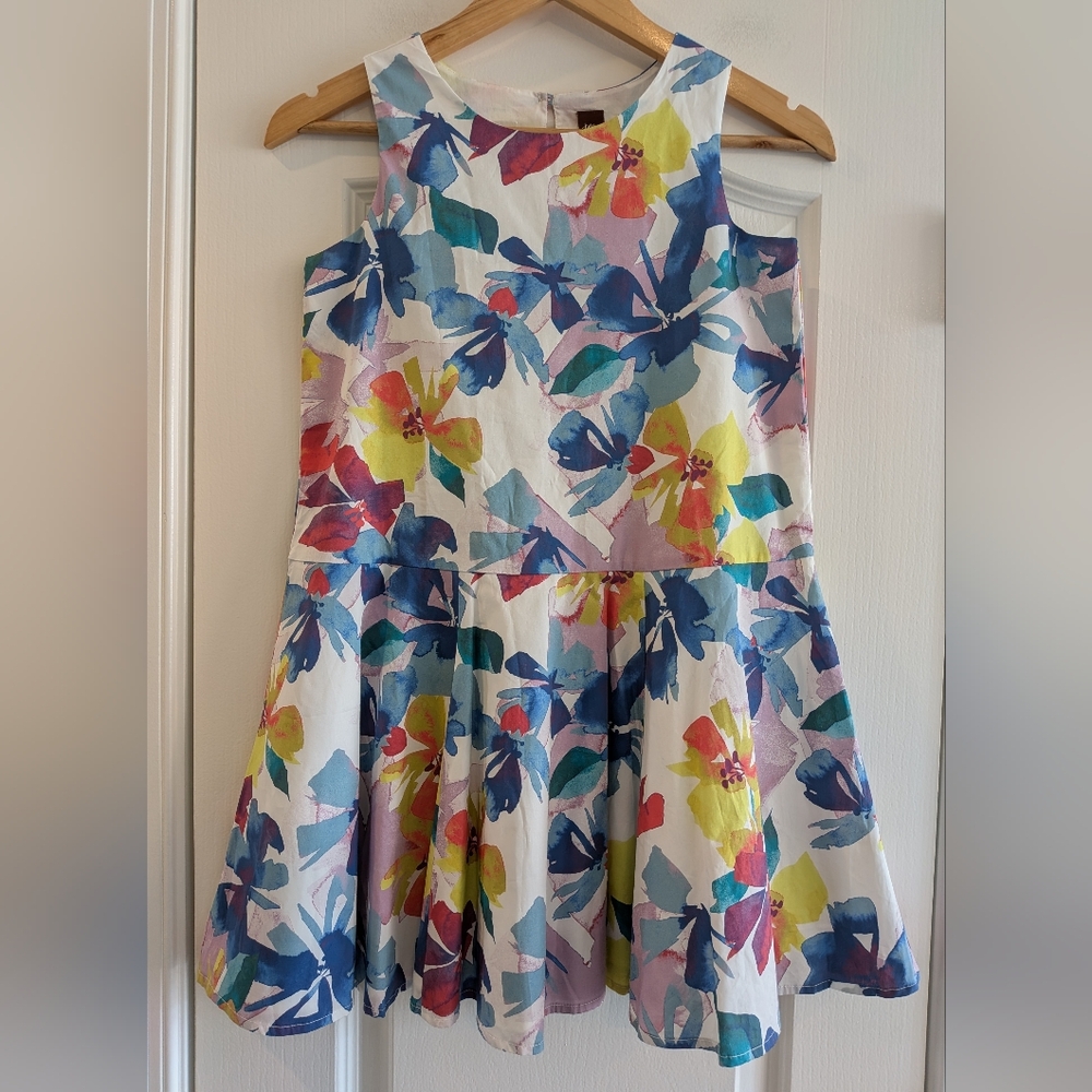 Tea Collection Villa Rufulo Watercolor Floral Fit And Flare Dress Girls Size 10